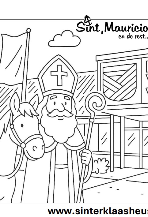 Gratis Kleurplaat van Sinterklaas in Drunen Heusden of Vlijmen; Voorste Venne; Het Pieck Drunen; Bibliotheek Drunen; Bieb Drunen